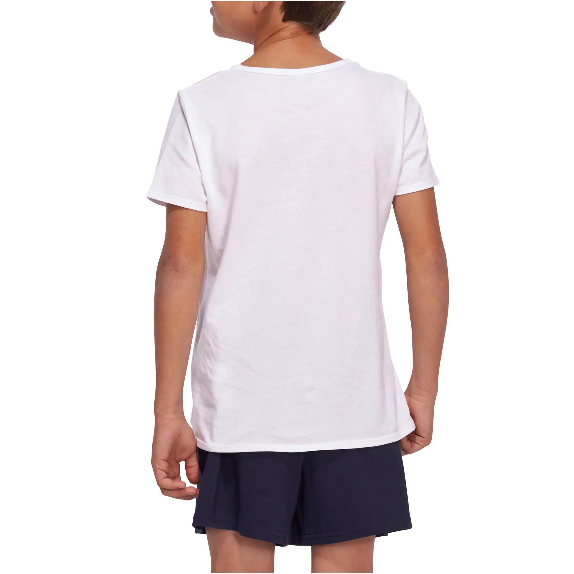 Boy's gym short sleeve T-shirt 100 white 4/7
