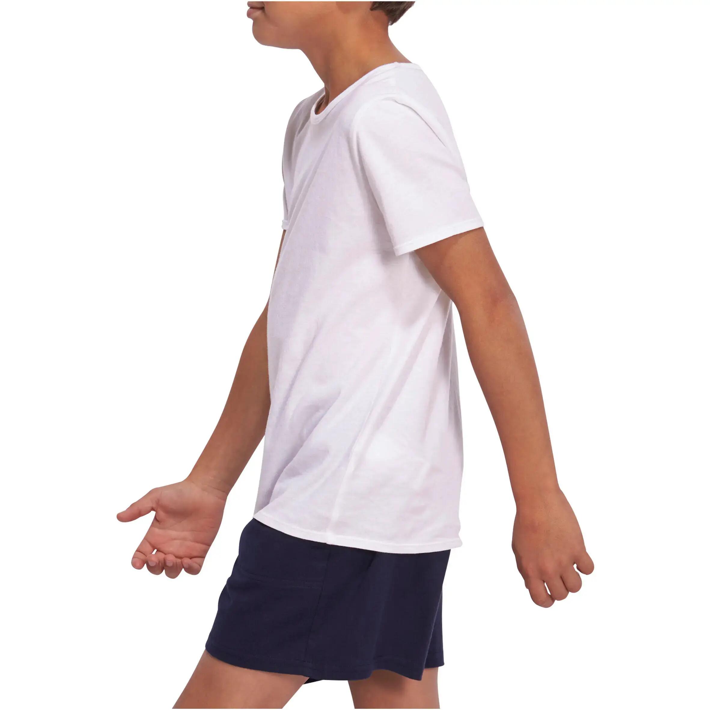 Boy's gym short sleeve T-shirt 100 white 5/7