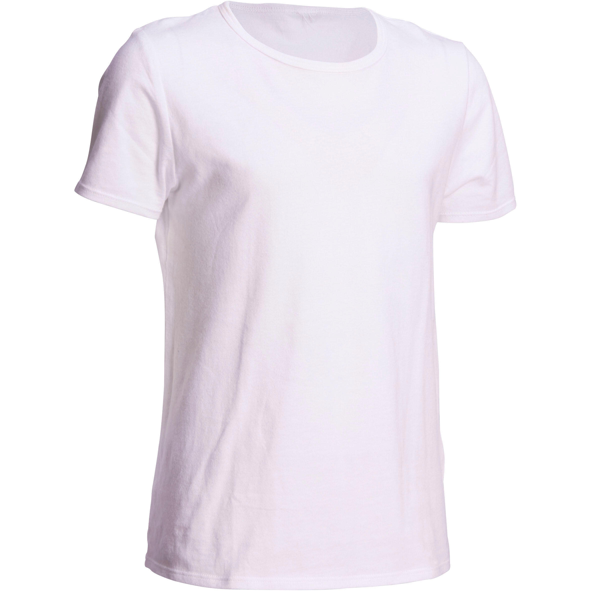 DOMYOS 100 Boys' Short-Sleeved Gym T-Shirt - White