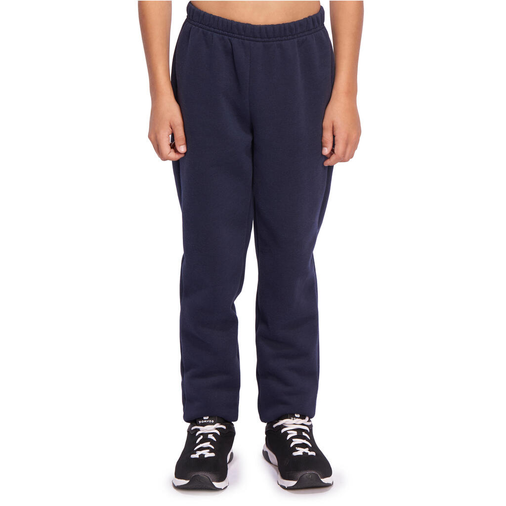 Jogginghose 100 Gym Warm'y Baumwolle Kinder marineblau