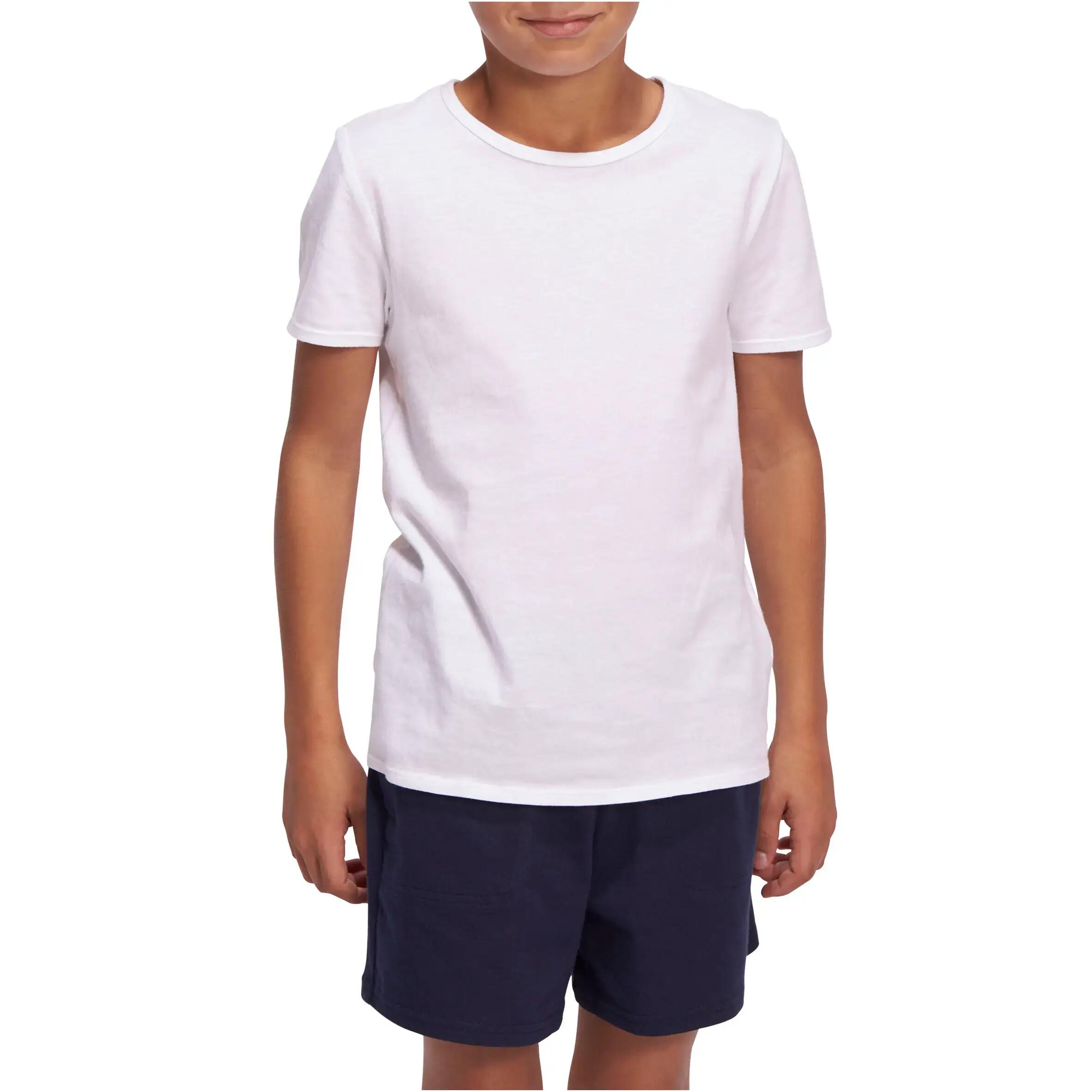 Boy's gym short sleeve T-shirt 100 white 2/7