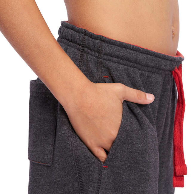 DOMYOS Boys' Gym Shorts Black/Red Decathlon