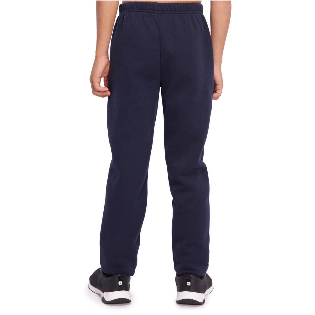 Jogginghose 100 Gym Warm'y Baumwolle Kinder marineblau