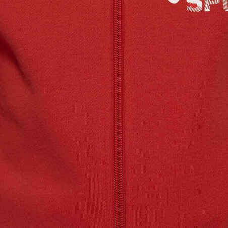 Warm'y 120 Boys' Gym Zip-Up Tracksuit - Red Print