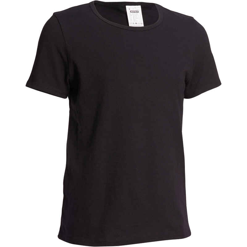 100 Boys' Short-Sleeved Gym T-Shirt - Black