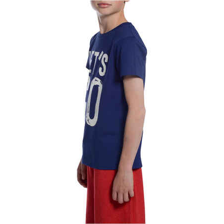Boys' Short-Sleeved Gym T-Shirt - Navy Blue Print