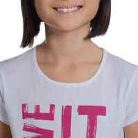 Girls' Short-Sleeved Gym T-Shirt - White Print