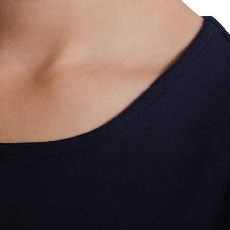 Girls' Short-Sleeved Gym T-shirt - Black Print