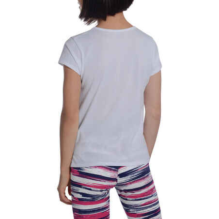 Girls' Short-Sleeved Gym T-Shirt - White Print