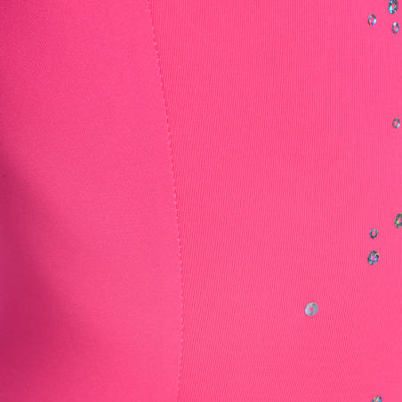 Girls' Sleeveless Gym Leotard - Black/Pink/Sequins
