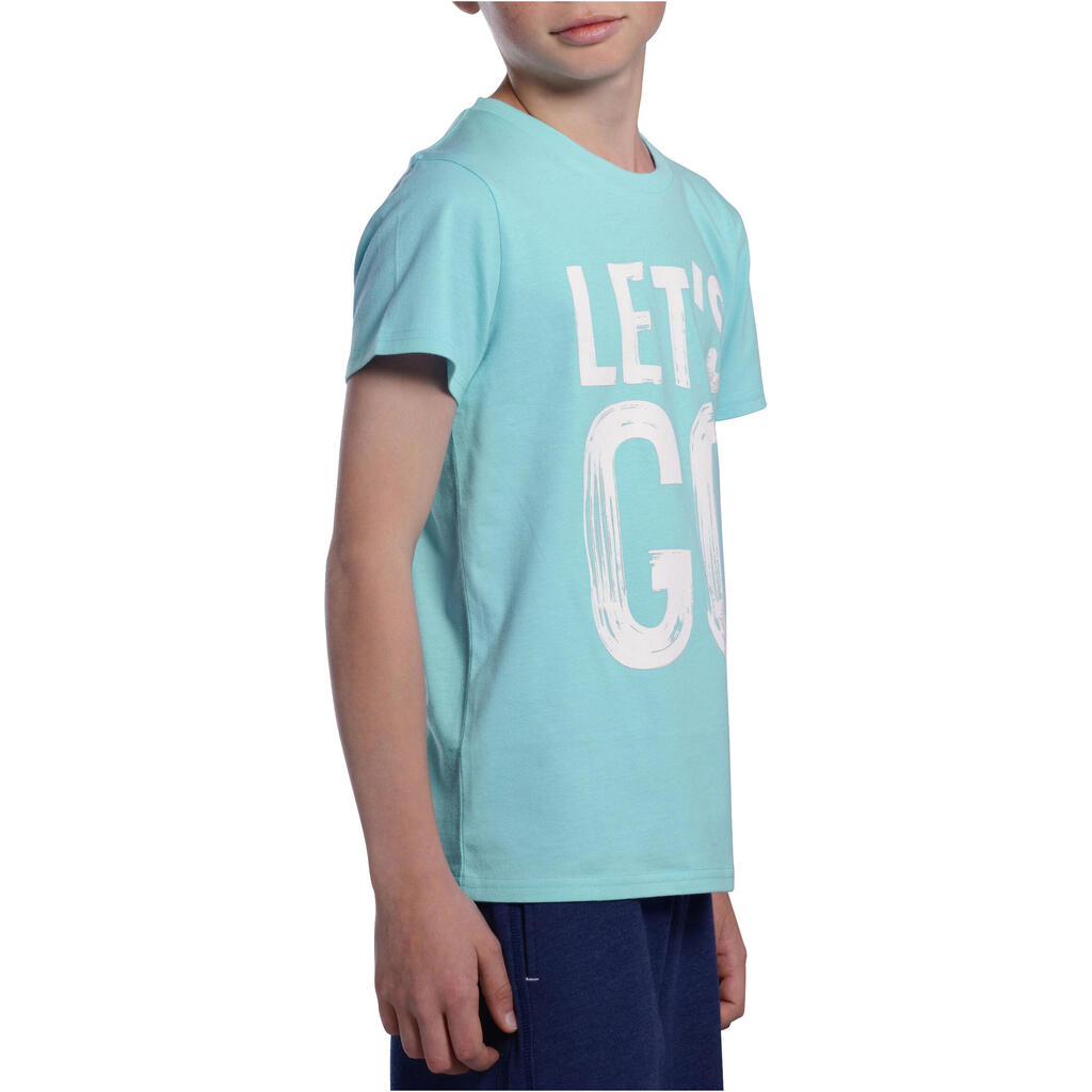 Camiseta de manga corta estampada gimnasia niño azul 