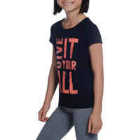 Girls' Short-Sleeved Gym T-shirt - Black Print