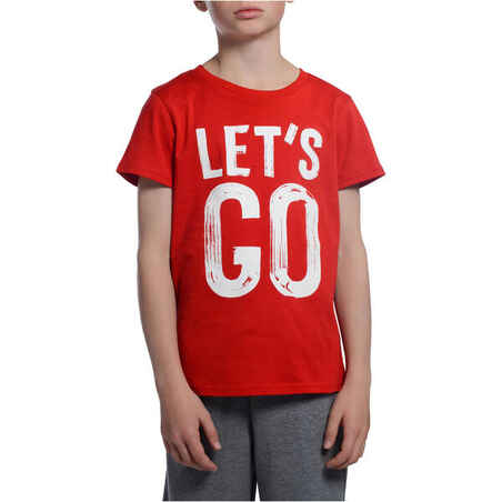 Boys' Short-Sleeved Gym T-Shirt - Red Print