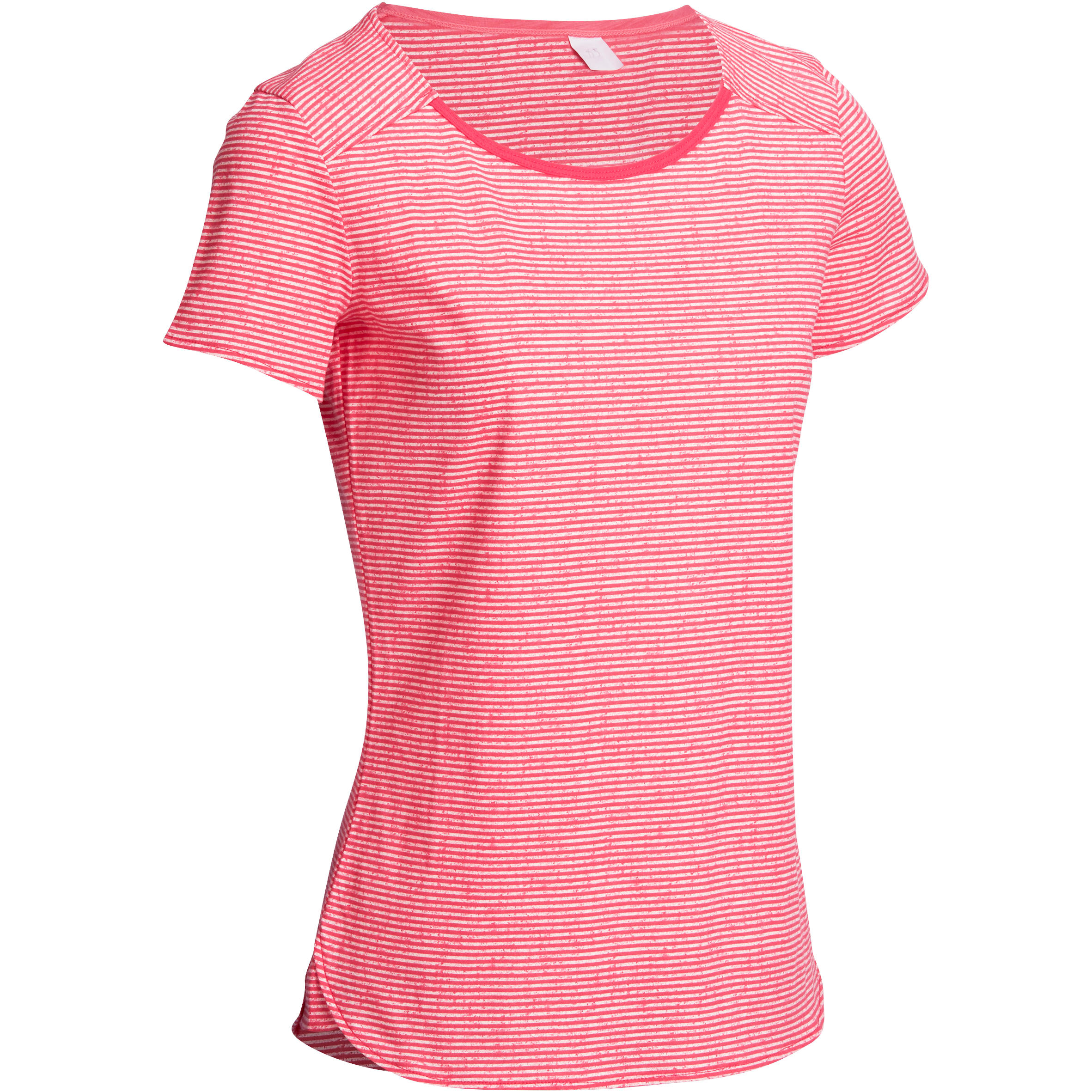 DOMYOS Women's Gym and Pilates T-Shirt - Striped Pink