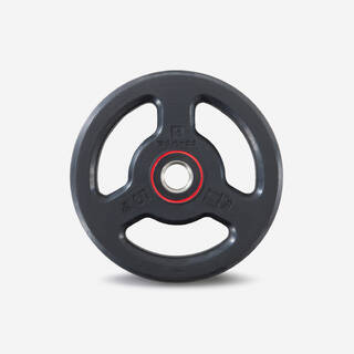 Weight Training Rubber Weight Disc with Handles 5kg, 28mm - Black