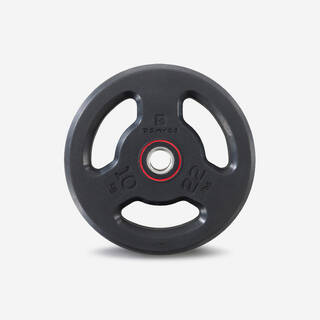 Weight Training Rubber Weight Disc with Handles 10kg, 28mm - Black