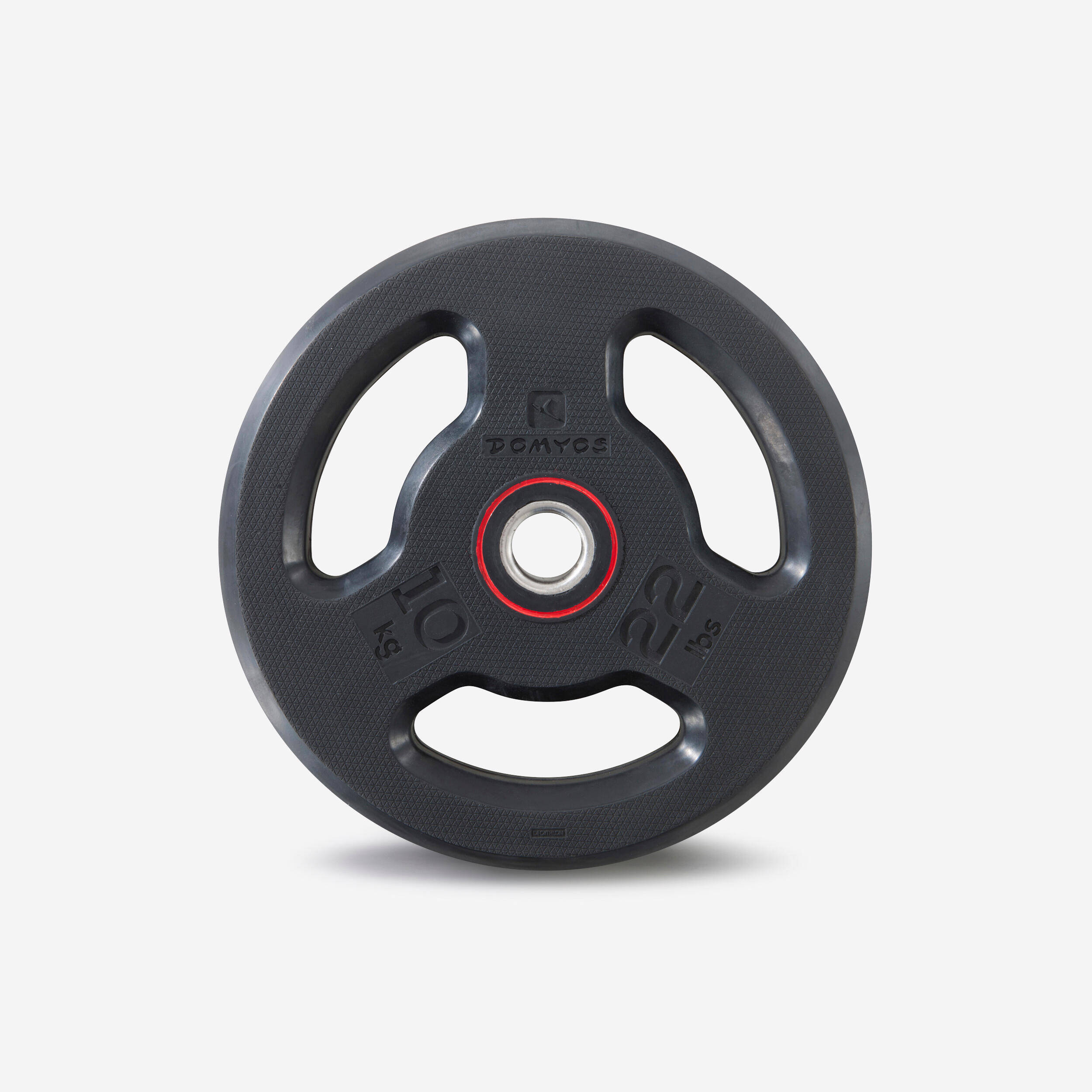 Weight Training Rubber Weight Disc with Handles 10kg, 28mm - Black