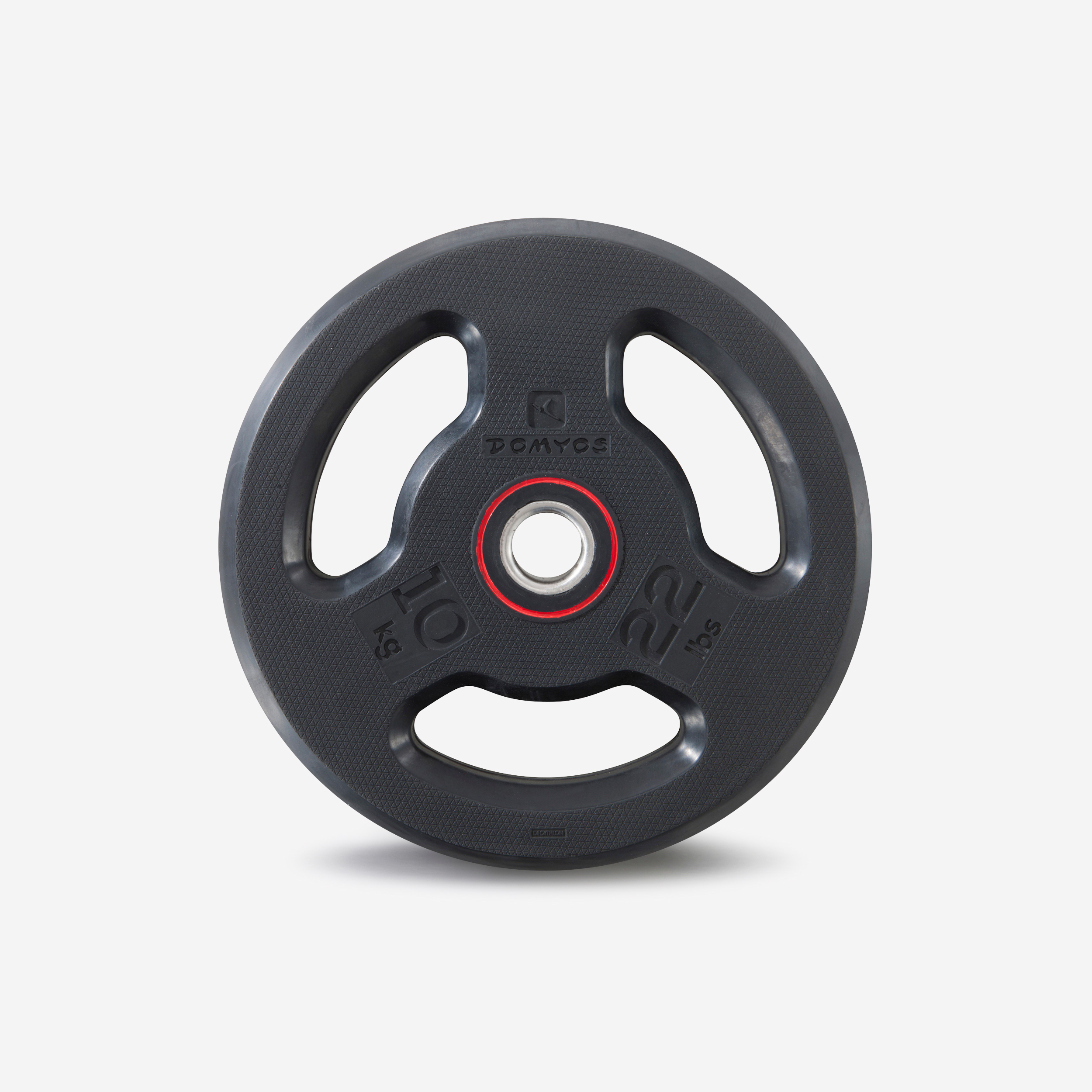 Disque musculation caoutchouc 10kg 28mm avec poignées, fonte à 80% recyclé - CORENGTH