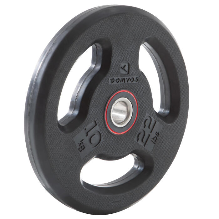 Rubber Weight Disc with Handles 28 mm 10 kg Decathlon