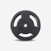 Disque musculation avec poignées 28 mm caoutchouc 20 kg