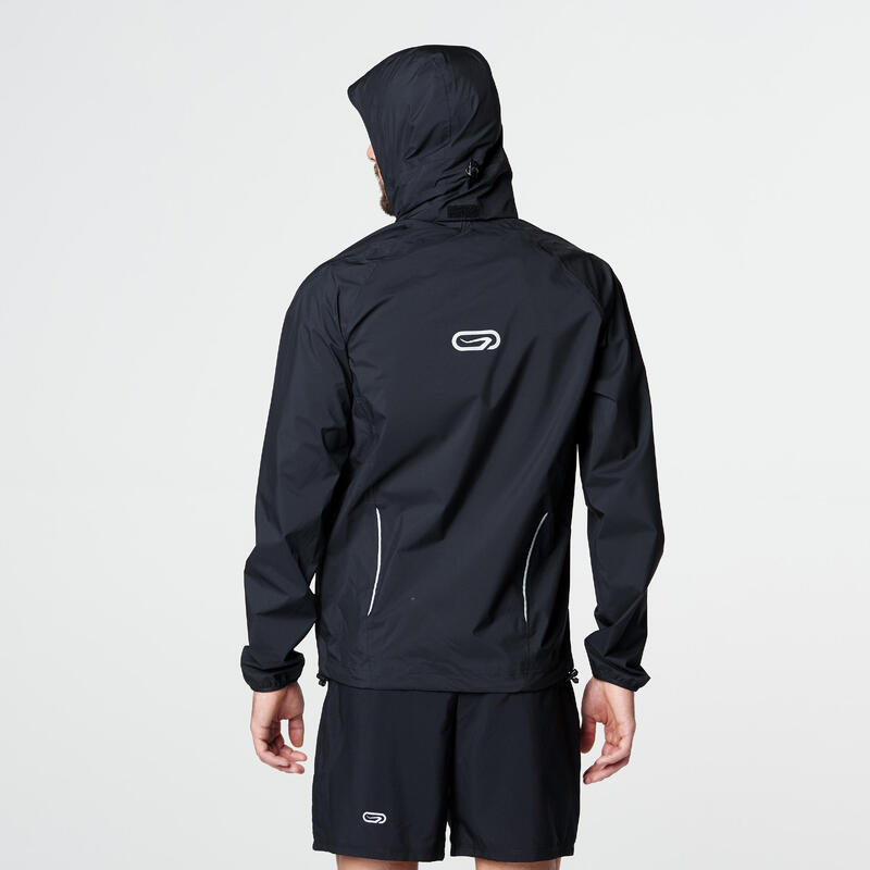 Men's Waterproof Jacket Trail Running Blue/Black KALENJI Decathlon