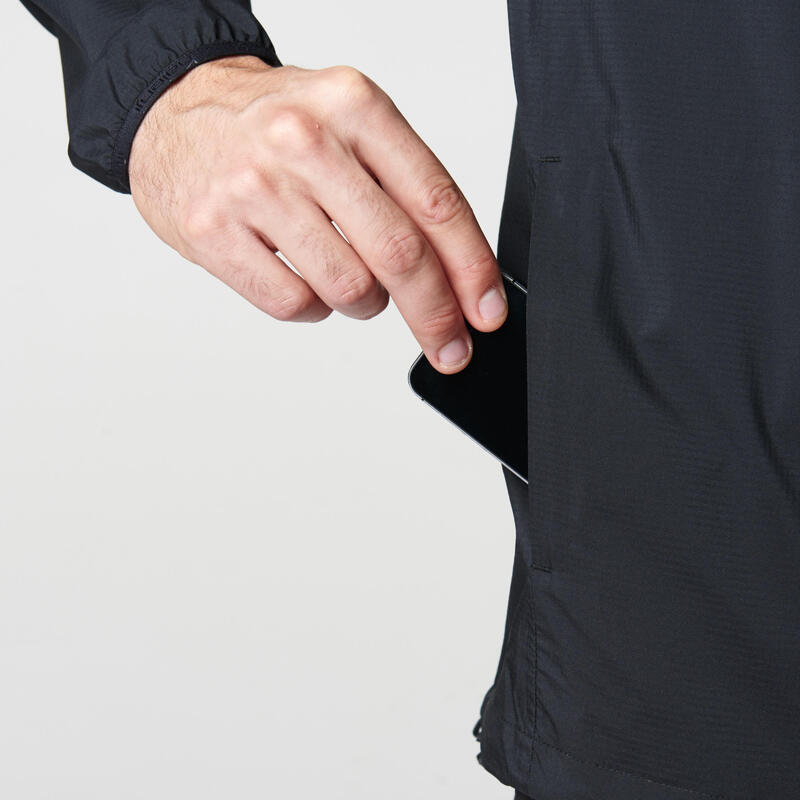 Men's Waterproof Jacket Trail Running Blue/Black KALENJI Decathlon