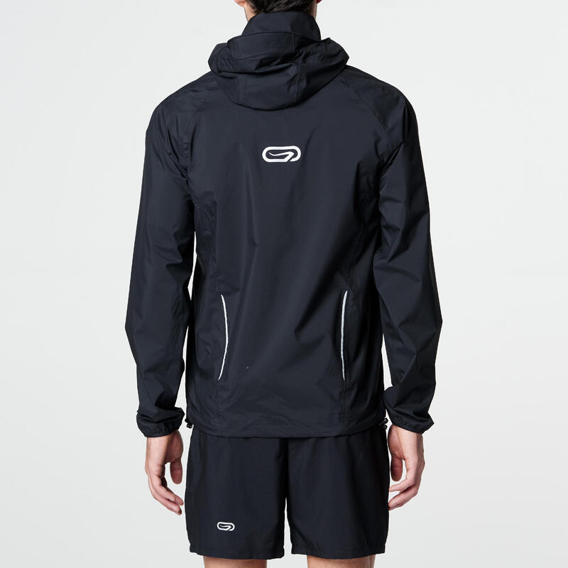 Men's Waterproof Jacket Trail Running Blue/Black KALENJI Decathlon