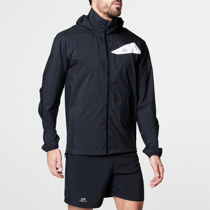Men's Waterproof Jacket Trail Running Blue/Black KALENJI Decathlon