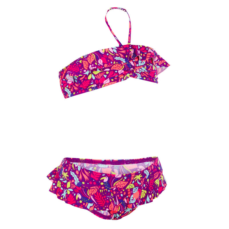 Maillot de bain 2 pièces fille bandeau volant TOUCAN ...
