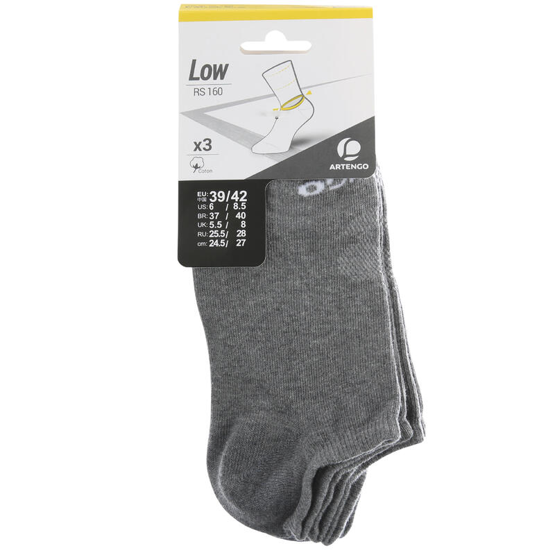 CHAUSSETTES DE SPORT BASSES RS 160 GRIS LOT DE 3