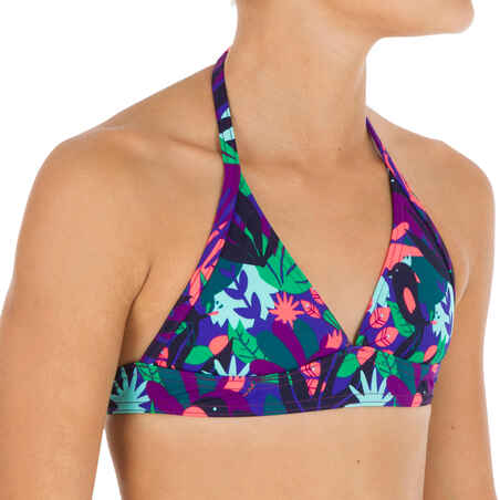 Girls' Two-Piece Halterneck Swimsuit - Jungle