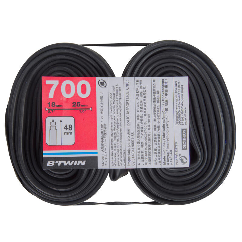 700x18-25 48 mm Presta Valve Inner Tubes Twin-Pack 700x18-25 48 mm Presta Valve Inner Tubes Twin-Pack