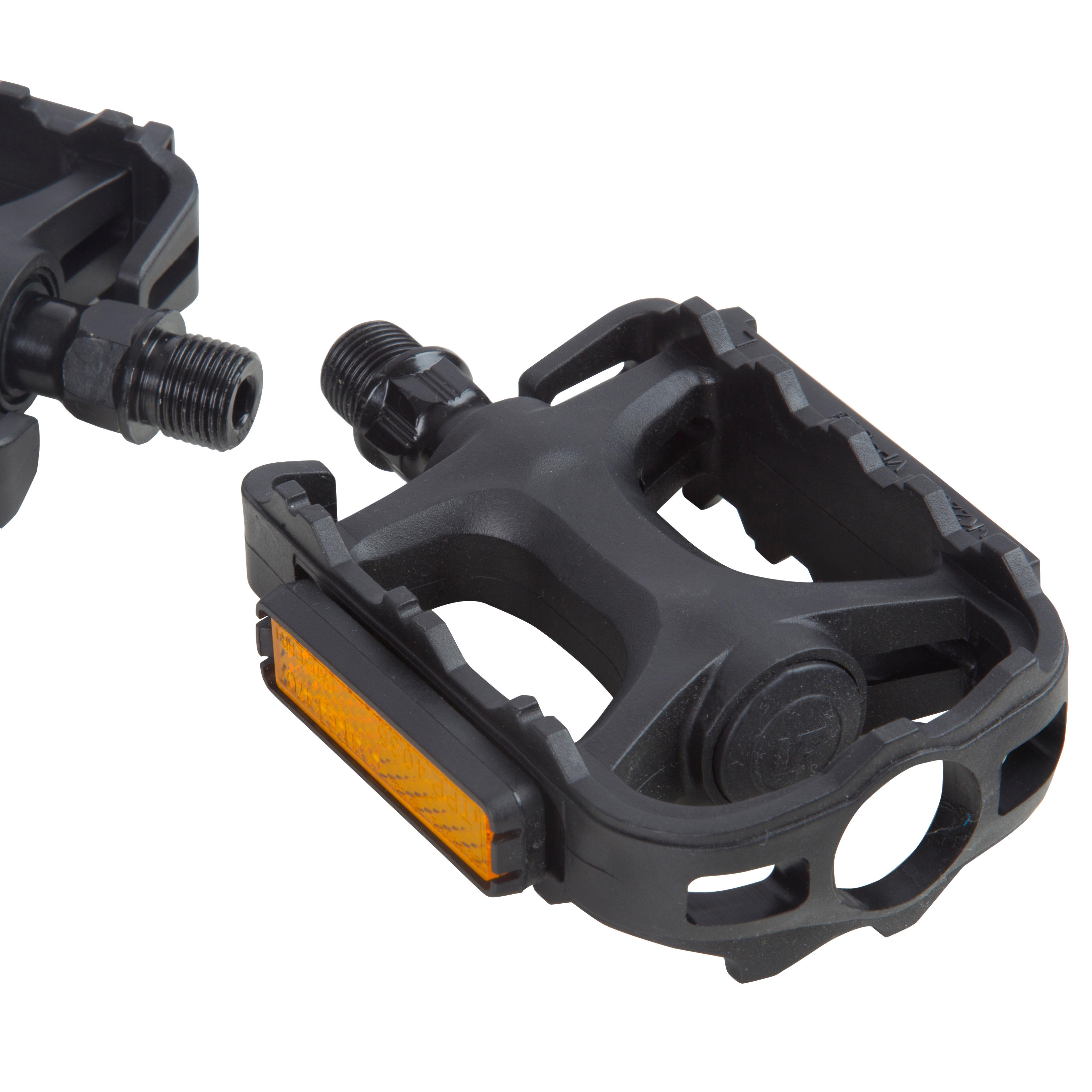 Flat Mountain Bike Pedals - 100 Black - ROCKRIDER