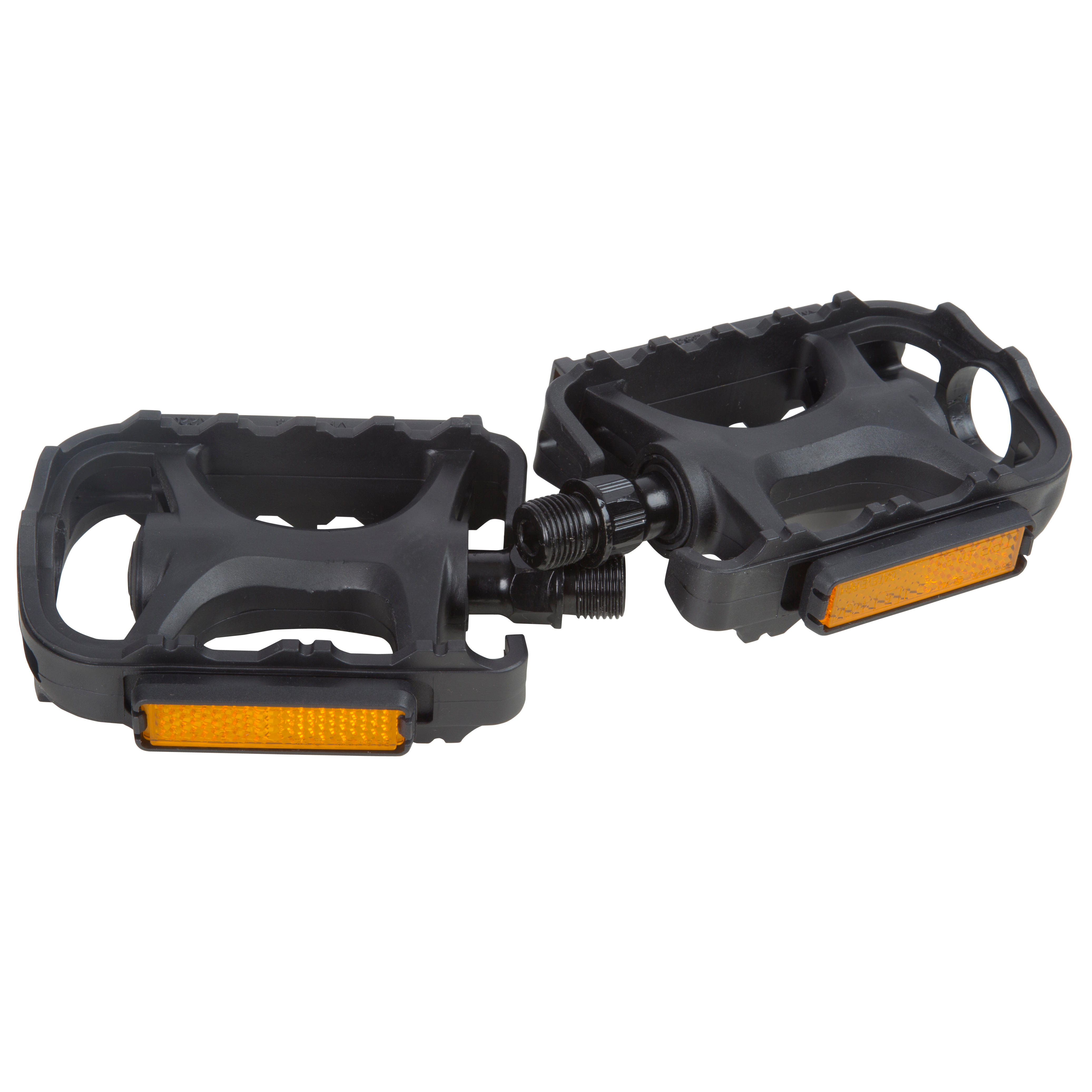 Flat Mountain Bike Pedals - 100 Black - ROCKRIDER