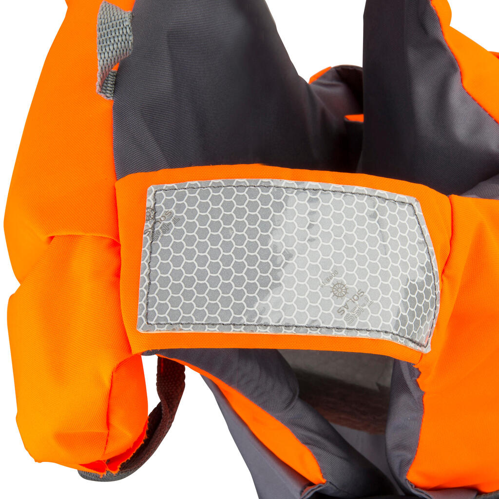 Kids foam life jacket boating 100N LJ EASY orange/grey