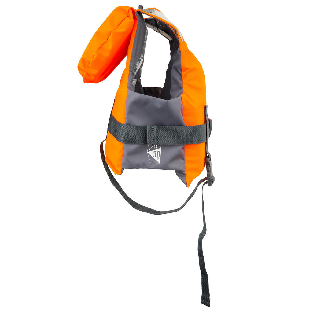 Rettungsweste Segeln Schaumstoff LJ 100N Easy Kinder orange/grau