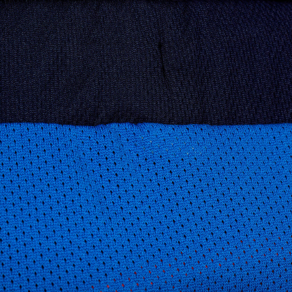 Basketballshorts B500 Jungen/Mädchen Fortgeschrittene dunkelblau/gelb