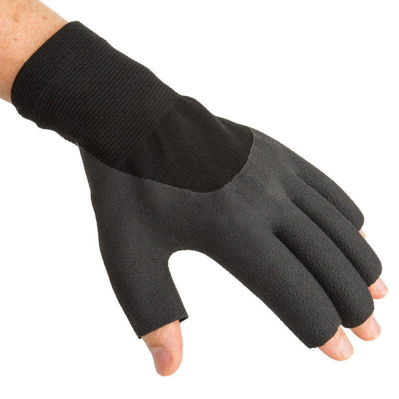 Sailing 100 Adult Sailing Fingerless Gloves Black Decathlon