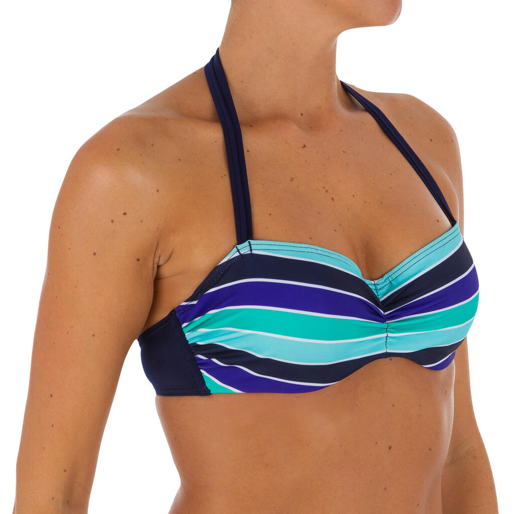 Bikini-Oberteil Bandeau Malibu Damen blau