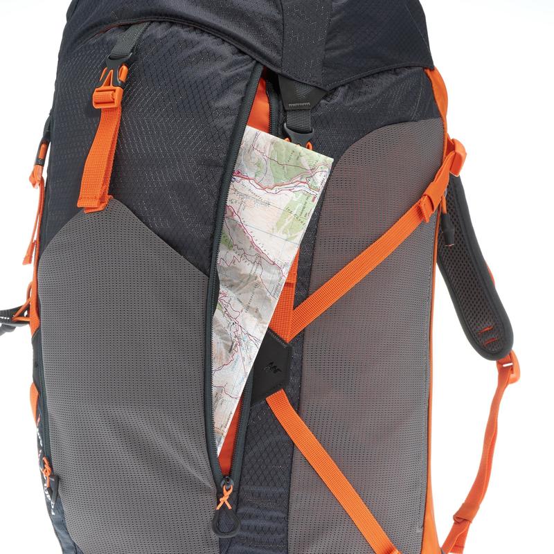MH500 40L Mountain Hiking Backpack Black Orange Decathlon