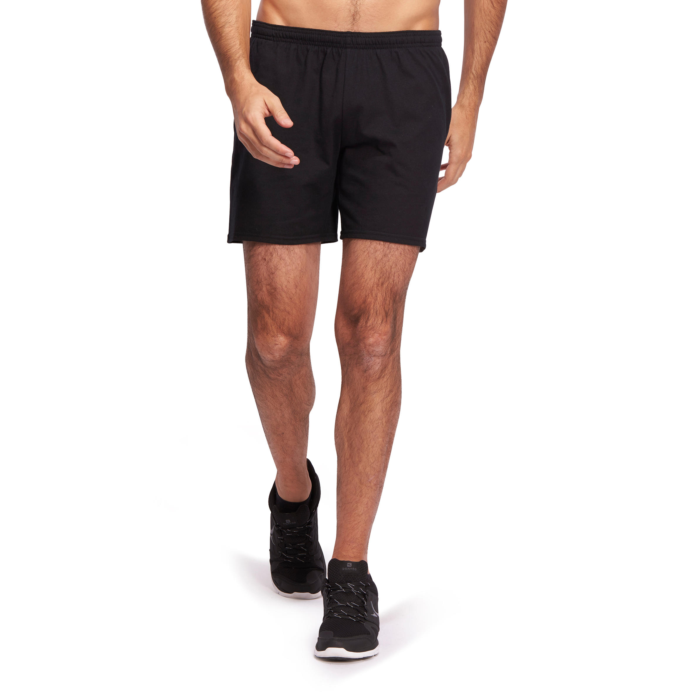 100 Mid-Thigh Gym Stretching Shorts - Black 1/9