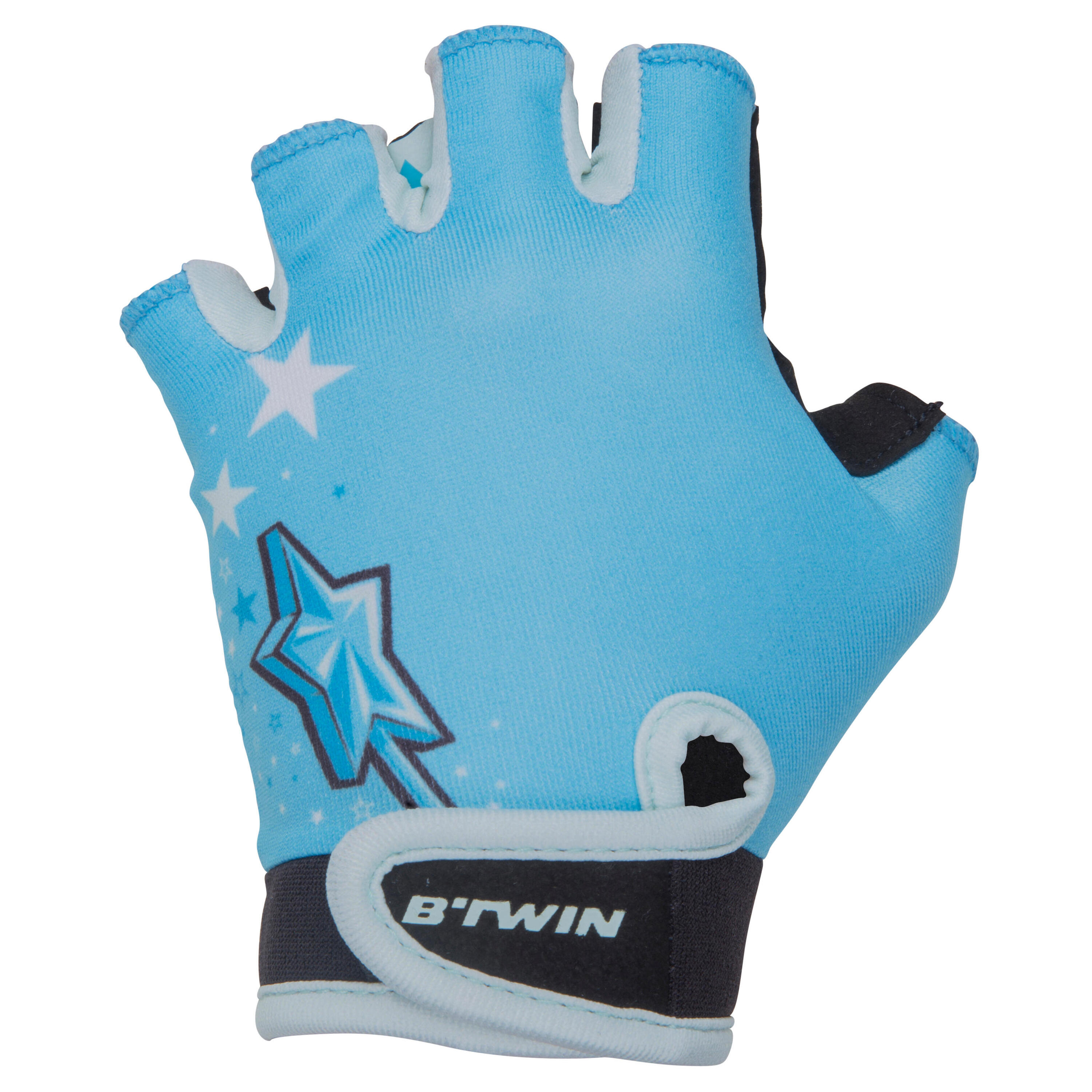 BTWIN Kids' Fingerless Cycling Gloves - Princess/Blue