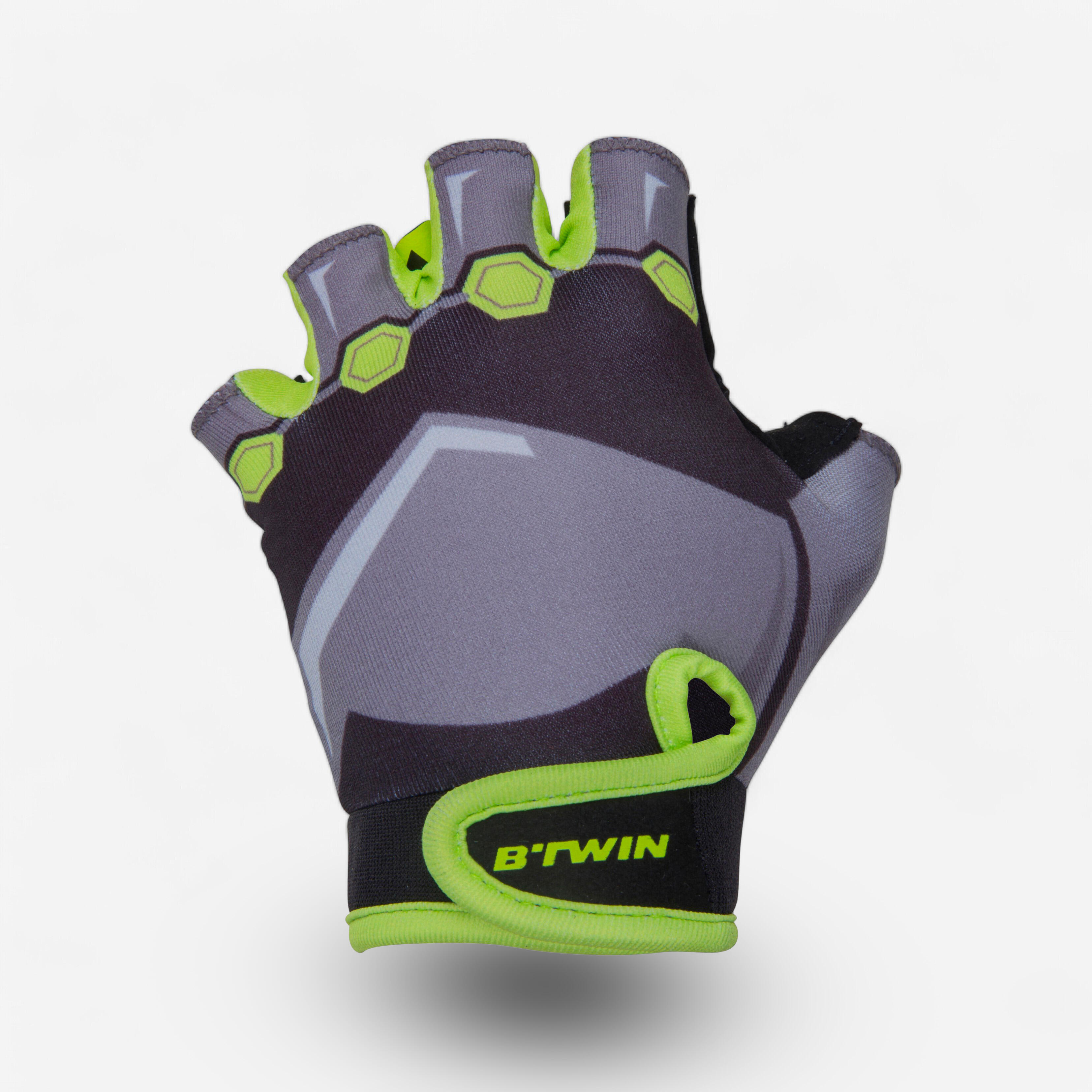 BTWIN Detské bezprstové cyklistické rukavice Dark Hero 6 rokov
