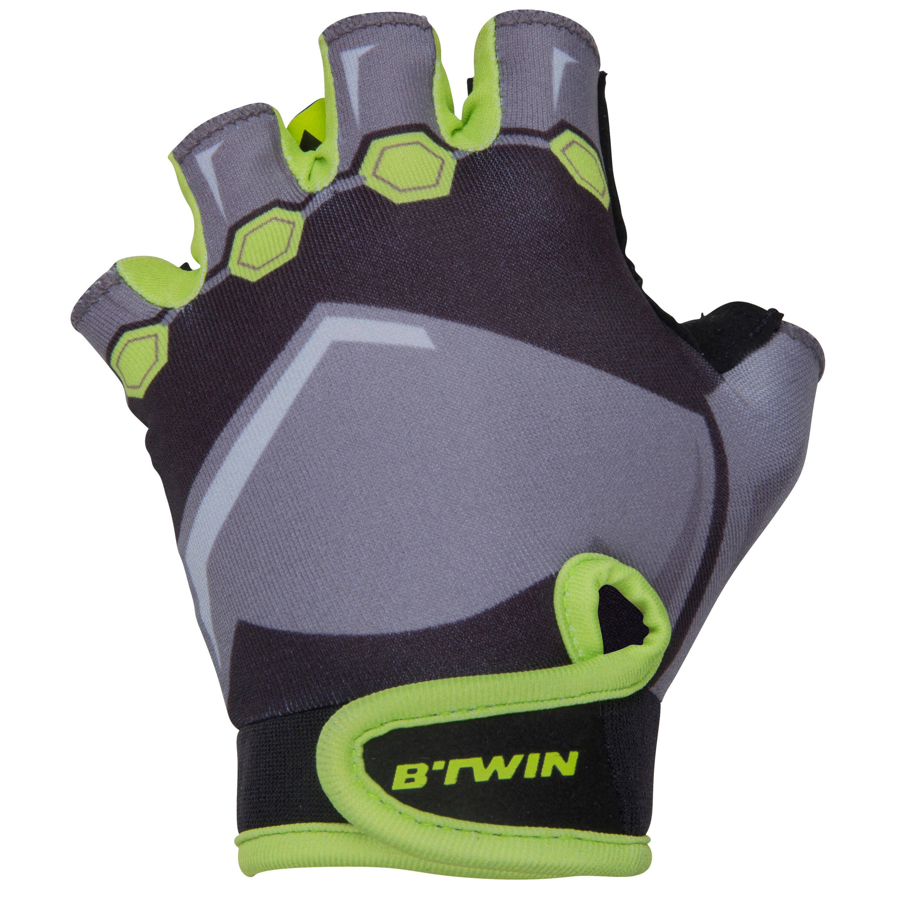 BTWIN Kids' Fingerless Cycling Gloves - Dark Hero