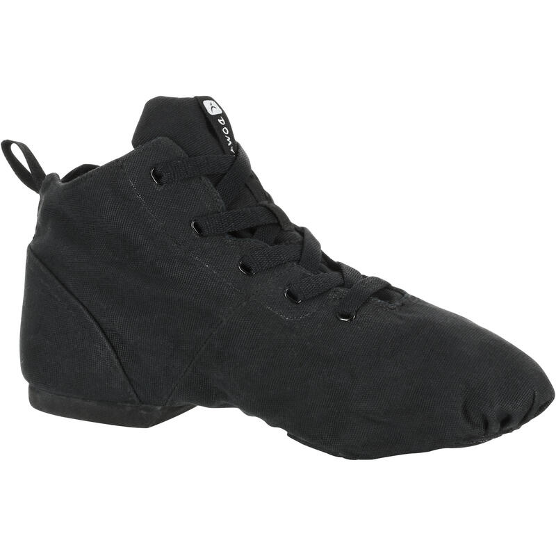 Magas szárú vászoncipő modern tánchoz, fekete 
