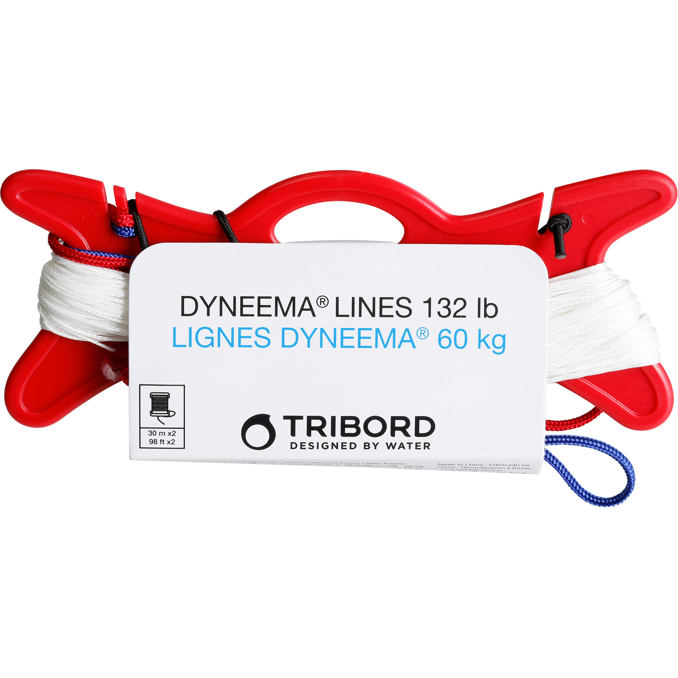 Lot de 2 lignes en fibre polyéthylène haute densité. Gainées 30m - 60kg - Tribord