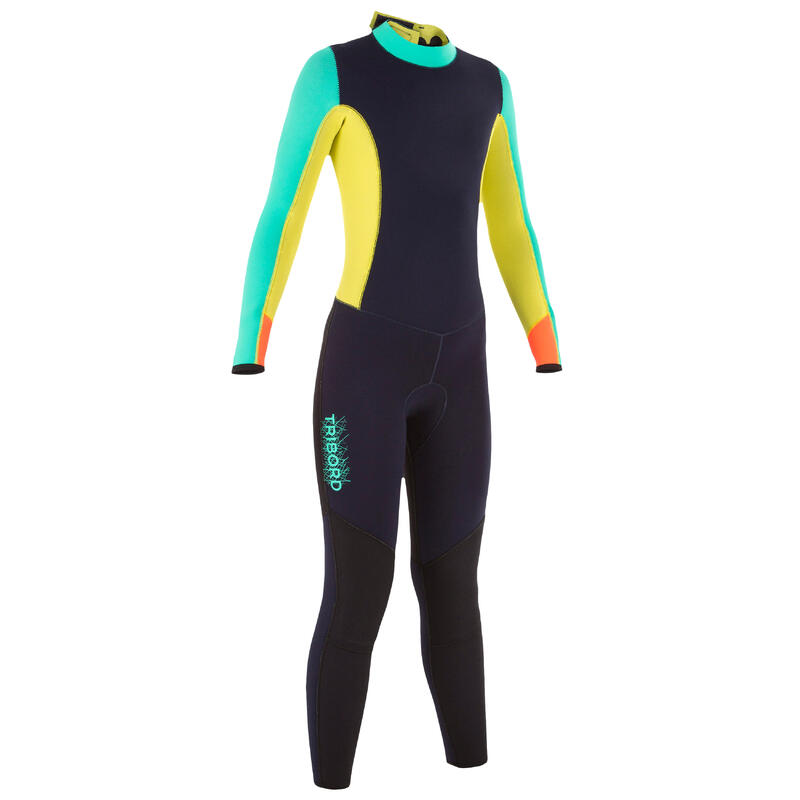 Combinezon Neopren 3/2mm Dinghy 500 Navigație Albastru- Portocaliu Copii 