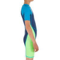 BOYS SWIMMING WETSUIT SHORTY 100 KLOUPI - BLUE/GREEN