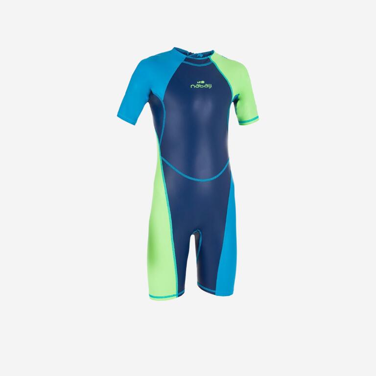 Boys Swimming Wetsuit 100 Kloupi Blue Green