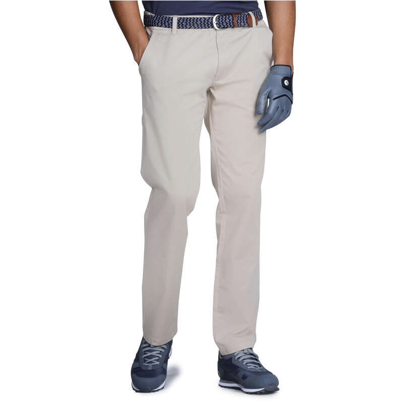 MENS MILD WEATHER GOLF CLOTHING - Men's Golf Trousers 100 Beige INESIS